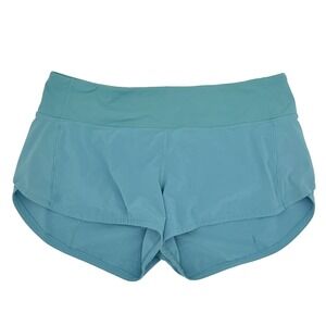 Lululemon Speed Up Shorts Teal Blue Women's Size 6 High Rise Zipper Pocket